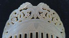 Antique Hand Carved Large Bakelite Hair Comb     Beige     5 1 4  X 5 1 4 
