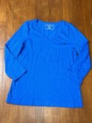 Nautica Womens Medium 2 Piece Pajama Set 3 4 Sleeve Plaid Bottoms Blue