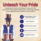 Adult Uncle Sam Costume Top Hat Vest Bowtie Beard Patriotic 4th Of July Set