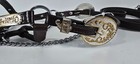 Dark Oil Brown Leather Silver Show Halter With Gold Accents Matching Lead
