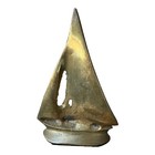 Small 4  Solid Brass Nautical Sailboat Paper Weight Figurine Sail Boat Vintage