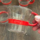 Vintage 80s Bodum Bistro Espresso Cups Set Of 4 Red Handle Glass Demitasse