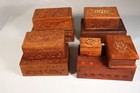 Huge Lot Of Vtg Hand Carved Wood Jewelry Trinket Box Lot Inlay India Rcp