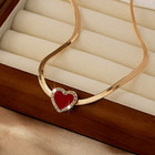 Womens Necklaces Heart Pendant 18k Gold Plated Stainless Steel Chain Jewelry