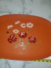 Intage 1960s Orange Serving Tray With A Floral Design