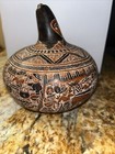 Fine Vtg Peruvian Intricate Hand Carved Gourd Town Market Scene