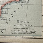 Rand  Mcnally   Co Antique 1904 Map Of Brazil   Guiana 7x6
