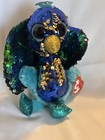 Ty Flippables Collection    tyson    Peacock Plush Toy Blue Sequins 2019 Ages 3  