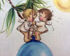 1940s Ruth Jeaneret Rust Craft Original Christmas Card Art Signed     Rare