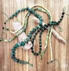 Natural Stone   Glass Beads  Green Hues  15  Strands X4  Jewelry  Craft  Hobby