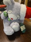 Christmas Mouse Vintage 90s Plush Grey Sleepy Holiday Stuffed Animal
