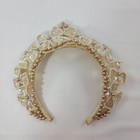 Vintage Floral Beaded Crowned Wedding Veil Headband Read Description 