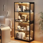 Brottar 4-tier Glass Curio Display Cabinet With Pop-up Doors  3-color Led Lights