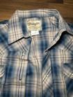 Wrangler Western Pearl Snap Plaid Long Sleeve Shirt Blue gray