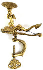 Antique Gilt Cast-brass Songbird Sewing Clamp Pin Cushion Winged Cherub Serpent