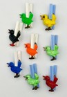 Vintage 1950s Plastic Bird Drink Marker Set Of 8 Mid Century Cocktail Glass Clip