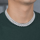 Men s 15mm Cuban Link Chain Iced Out 18k Gold Plated Hip Hop Necklace Vvs Cz