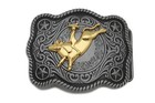 Men Women Belt Buckle Dark Silver Metal Cowboy Western Rodeo Bull Riding Gold
