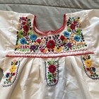 Handmade Mexican Embroidered Dress White Cotton Girls Size S