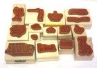 Vtg Set Of 15 Stampin  Up Wood Rubber Stamps In Box 
