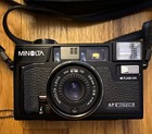 Vintage Minolta Hi-matic Af2-m Auto Focus 35mm Film Camera W  Case Tested Works