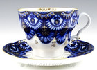 Vintage Lomonosov Imperial Porcelain Cobalt Blue And Gold Tea Cup   Saucer Mint