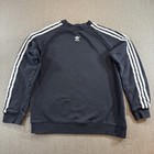 Adidas Women   s Essentials White 3-stripes Fleece Sweatshirt Black Size Large