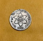 1851 Us Silver 3 Cent Coin   Vintage Us Coin