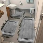 Bath Mat Set Memory Foam Non Slip Quick Dry Absorbent Bathroom Rug Soft Thick Sh