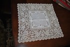 Beautiful Antique Linen   Hand Made  Lace  embroidered Wedding Handkerchief  14 