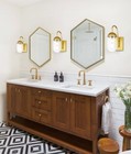 Wall Sconce Brass Bathroom Or Dining Room Clear Glass Lamp Shade Light Fixture