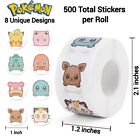 Pokemon Sticker Roll  500pcs  Big Face Easy-peel Cute Kawaii Five-hundred Decals