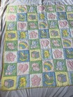 Vintage Baby Quilt Yellow Reversible Hand Stitched Quilt-43    X 39    Pastel