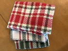 3 Christmas Red   Green Plaid 100  Cotton Absorbent Textured Dish Towels 24 5 