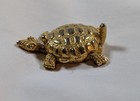 Vintage  Helena Rubinstein Solid Perfume Turtle Compact Gold Tone