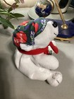 Coca Cola Coke Plush Polar Bear In Cap And Scarf Bean Sits 6  Tall 1998 Collect