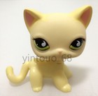  733 Littlest Pet Shop Yellow Cream Short Hair Cat Kitty Green Eyes Rare Toy Lps