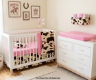 Western Crib Bedding Set Brown Cow Print Baby Bedding  standard Or Portable 