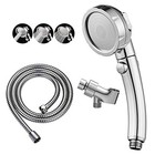  High Pressure Handheld Shower Head With On off Pause Switch  3 Spray Chrome
