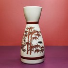 Vintage Japanese Tokkuri Bottle Sake Crackle Glaze Bamboo Motif