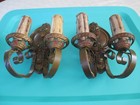 Vintage Antique Art Deco Cast Iron Wall Sconce Light Fixture Pair