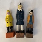 Vintage Hand Carved Folk Art Wooden Fishermen Nautical Pirate Sailor Set-of-3