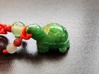 Feng Shui Turtle Tortoise  Green Emerald Jade Amulet Charm Pendant Bead Small