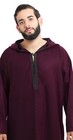 Moroccan Men Winter Jelaba Jellaba Caftan Kaftan Hooded Cotton Robe Burgundy