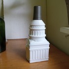 1890s Milkglass Grants Tomb Figural Hand Blown Liquor Bottle With Pewter Top
