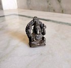 Vintage Brass Lord Ganesha Miniature Statue Old Hand Carved Hindu Religion Art
