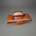 Vintage Leather Ink Blotter  Letter Organizer  Note Pad  Desk Station