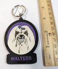 Maltese Keychain Etched Rubber Vintage 90 s Swibco Dog Keyring