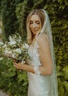 Bridal Mantilla Veil With Lace Edge Fingertip Length Lace Veil
