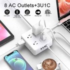 Surge Protector Power Strip - 6 Ft Flat Plug Extension Cord With 8 Widely Outlet